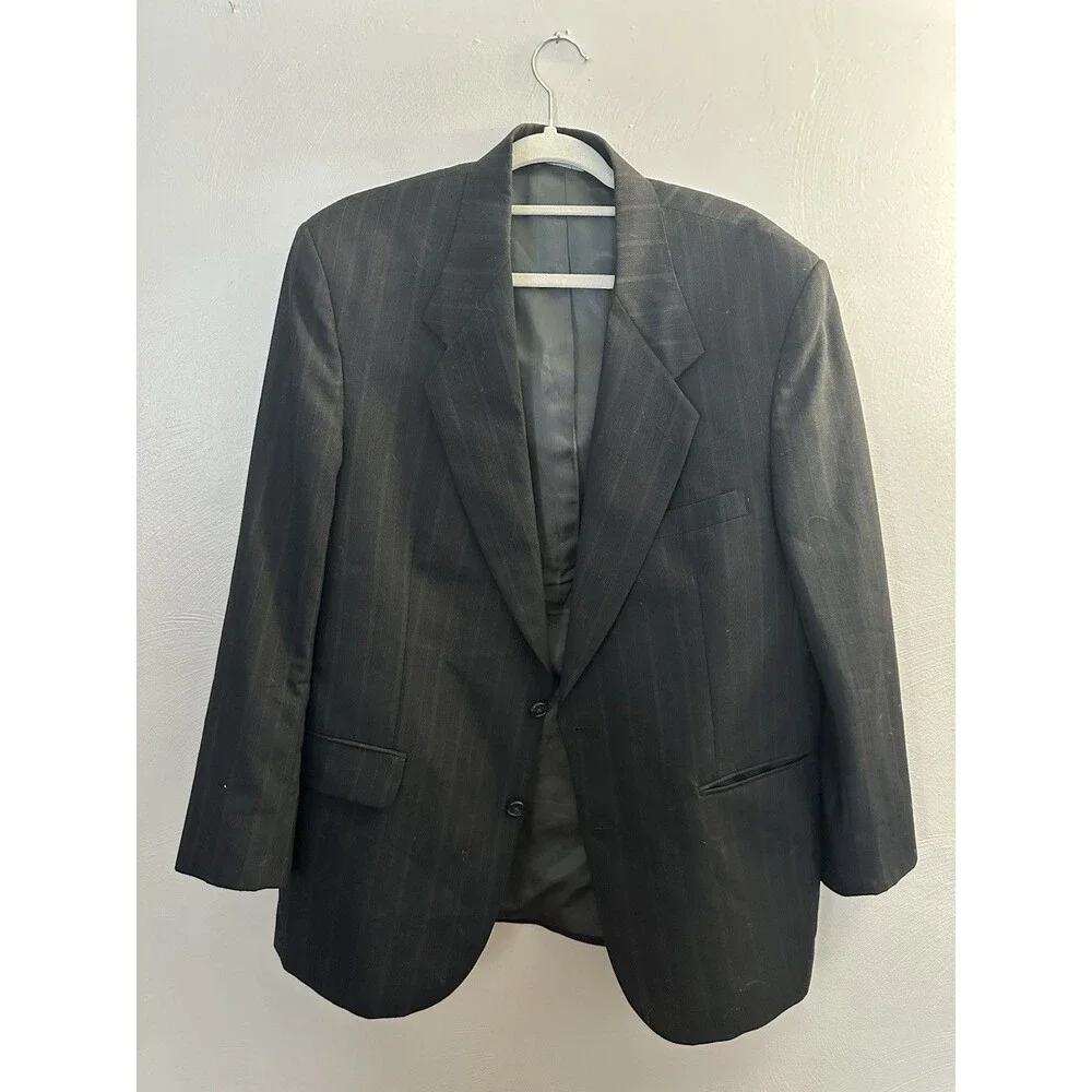 John Alexander Blazer Men 42Rx36W Gray Striped 100% Wool‎ Sport Coat Jacket